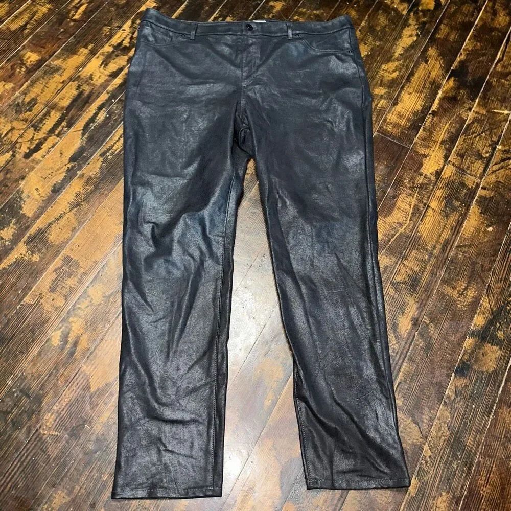 Chicos black moto shimmery straight leg 3/XL pants
